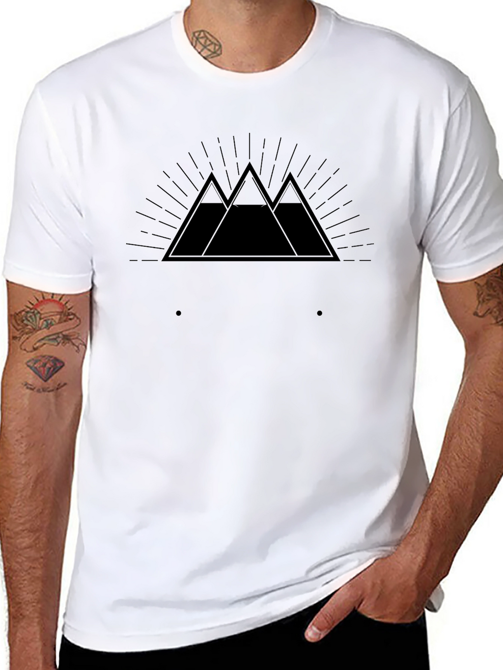 Mens Black Graphic Tee - Mountain Range Design