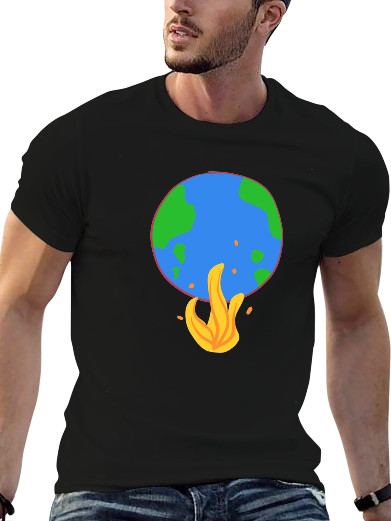 Earth on Fire Graphic Tee - Global Warming Awareness