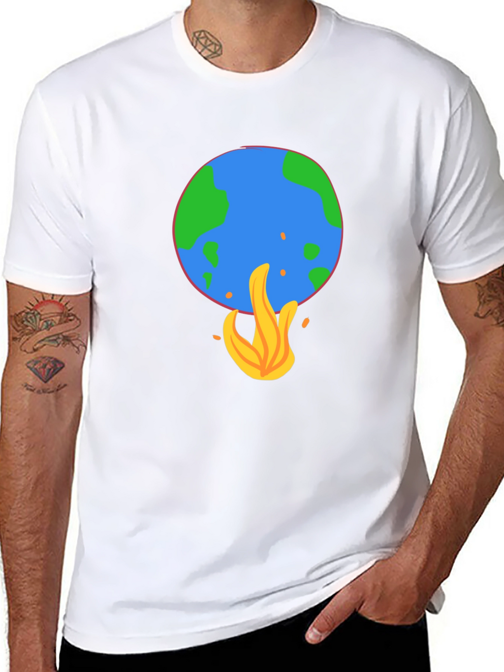 Earth on Fire Graphic Tee - Global Warming Awareness