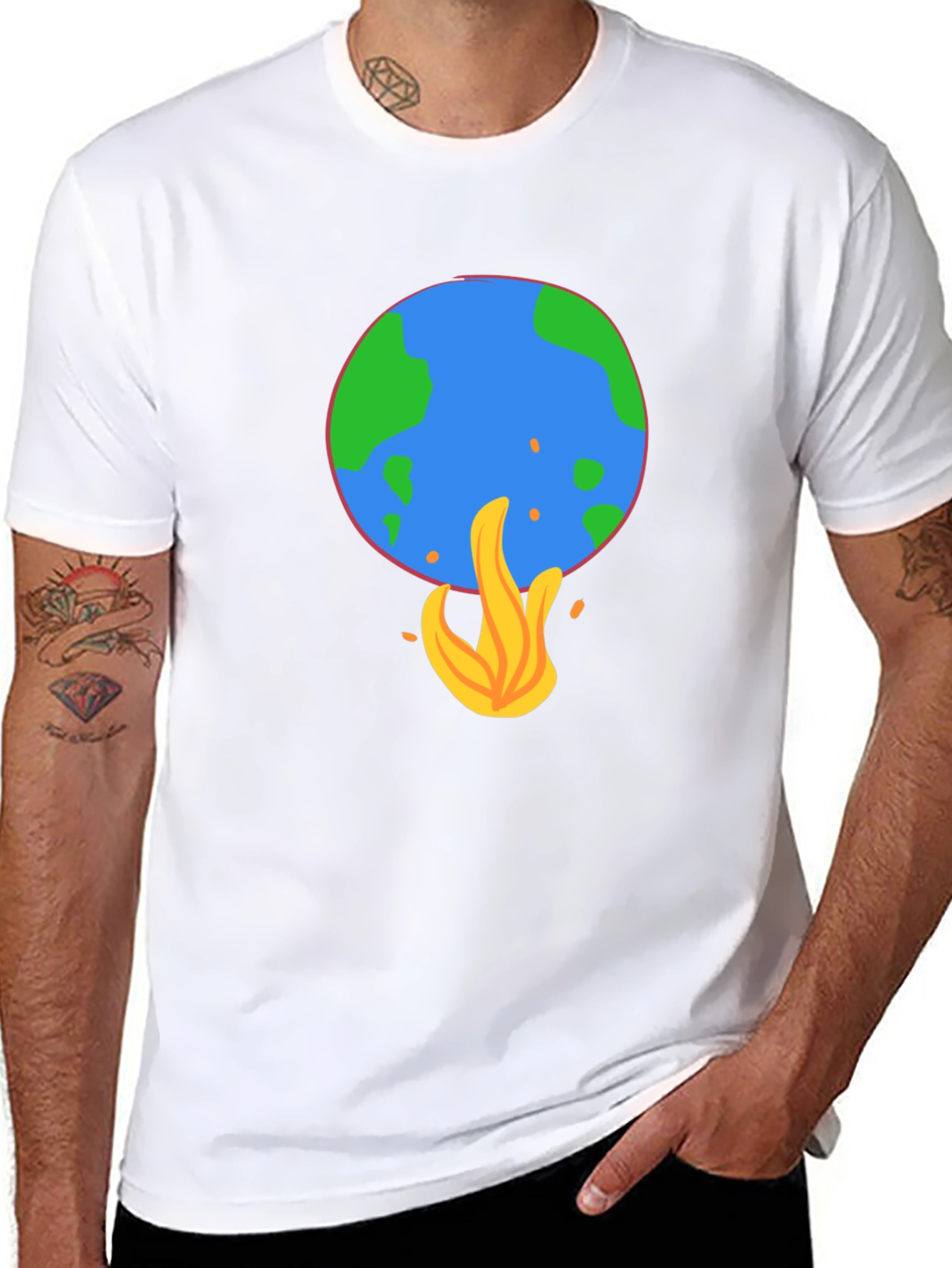Earth on Fire Graphic Tee - Global Warming Awareness