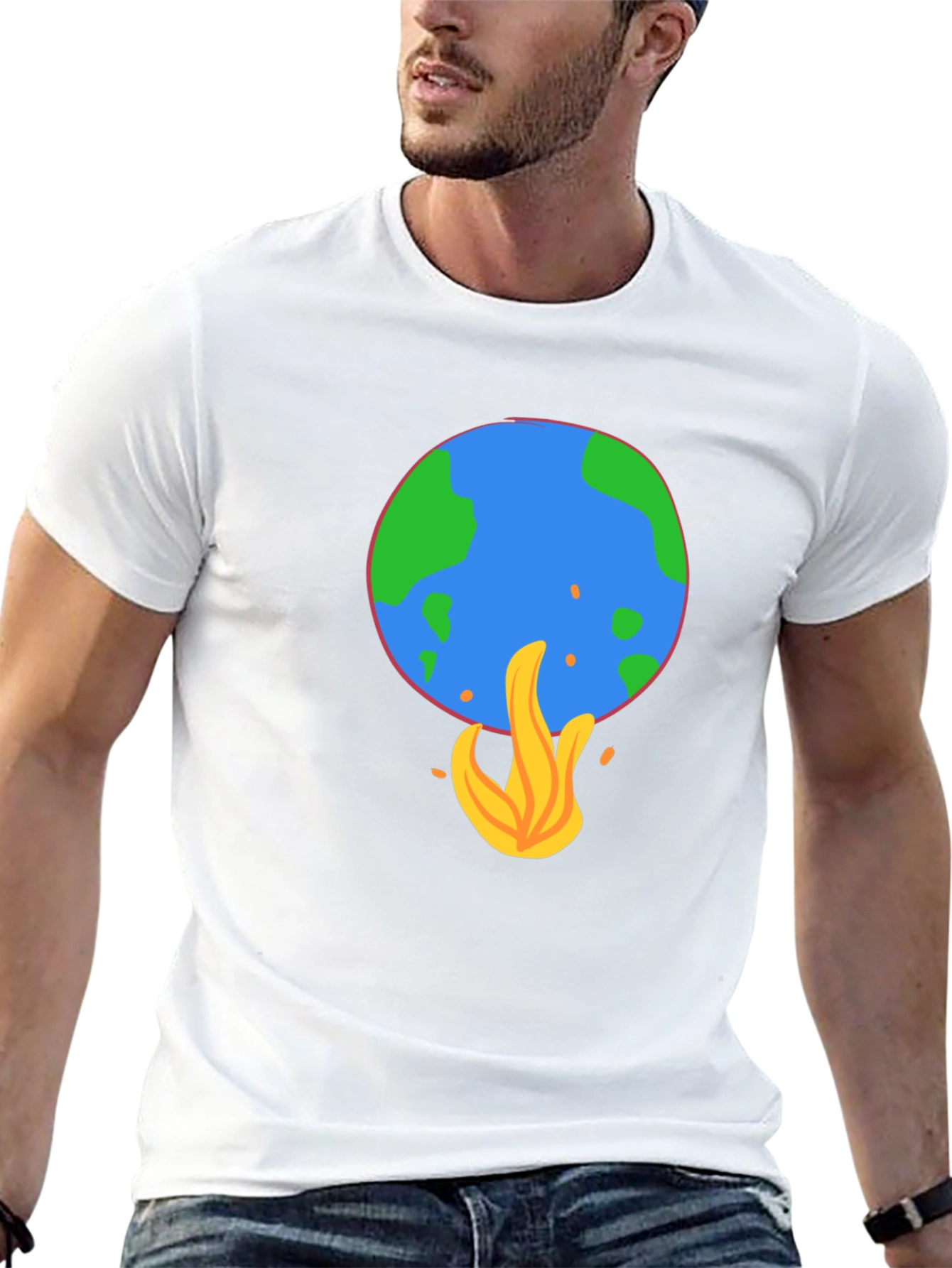 Earth on Fire Graphic Tee - Global Warming Awareness