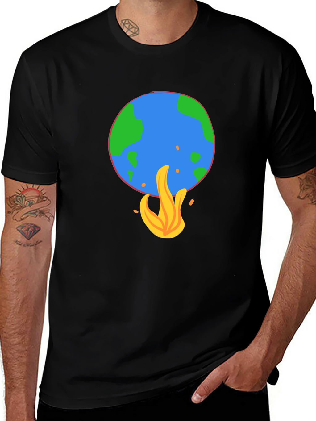 Earth on Fire Graphic Tee - Global Warming Awareness