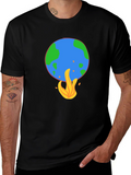 Earth on Fire Graphic Tee - Global Warming Awareness