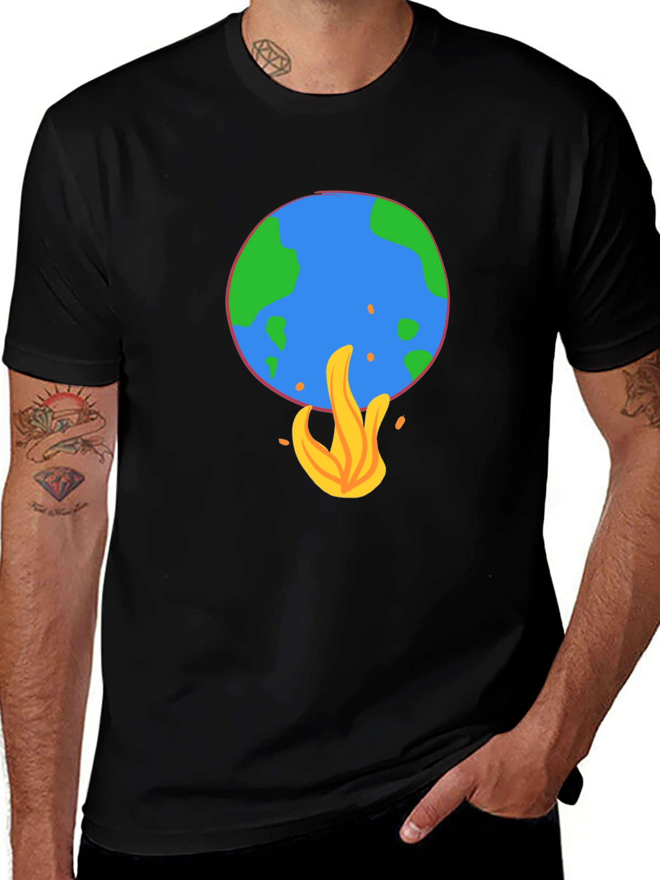 Earth on Fire Graphic Tee - Global Warming Awareness