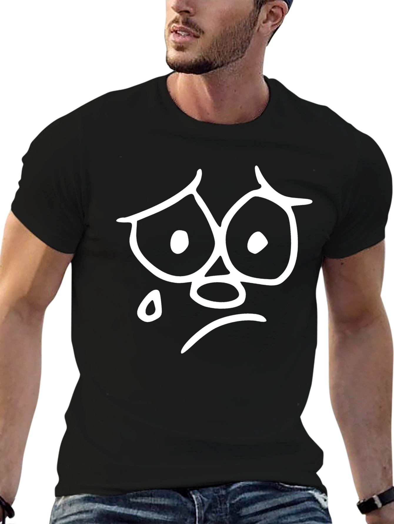 Sad Face Graphic Tee - Unisex Black T-Shirt