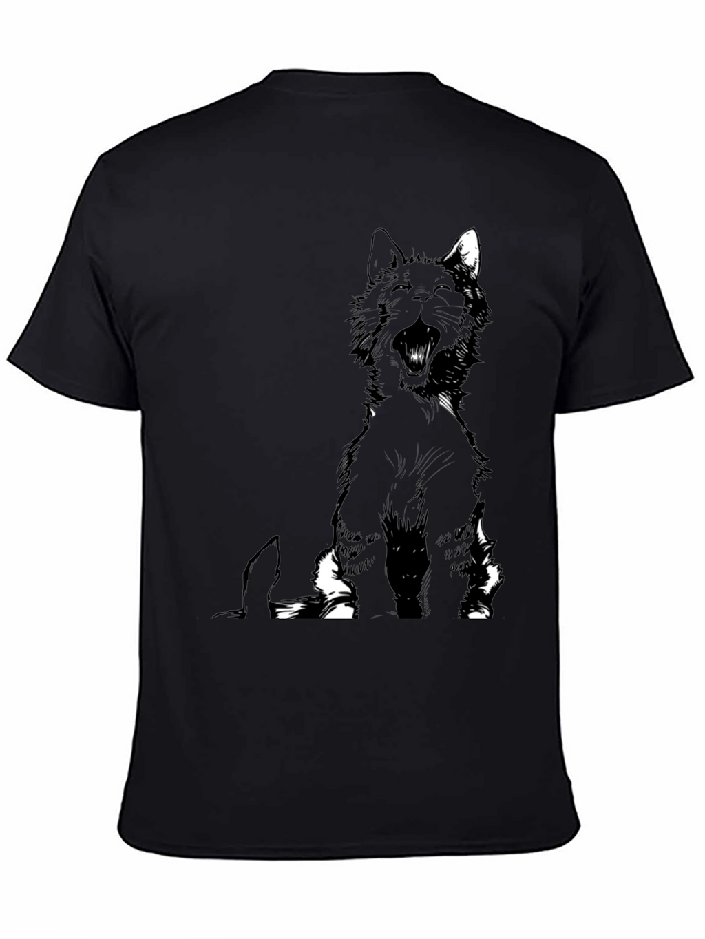 Black Cat Yawning Graphic Tee