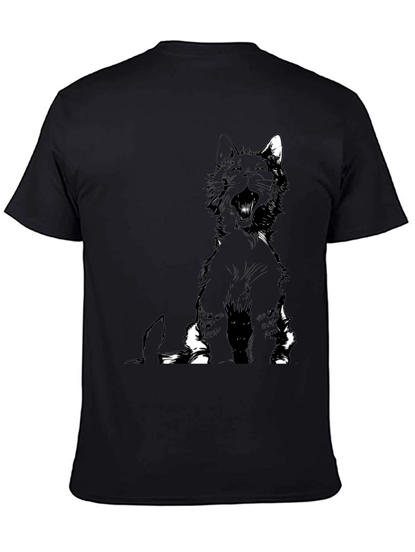 Black Cat Yawning Graphic Tee