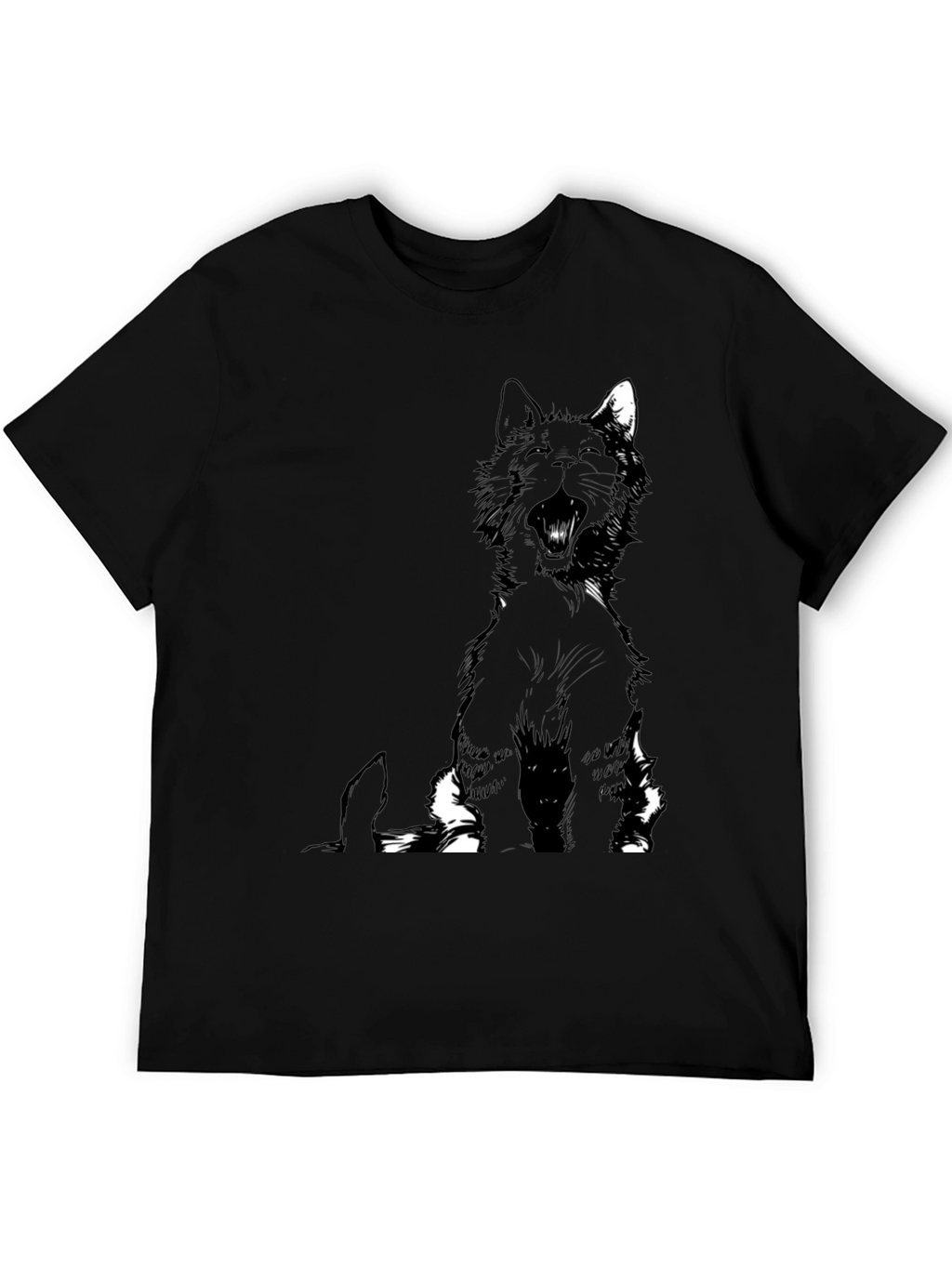 Black Cat Yawning Graphic Tee