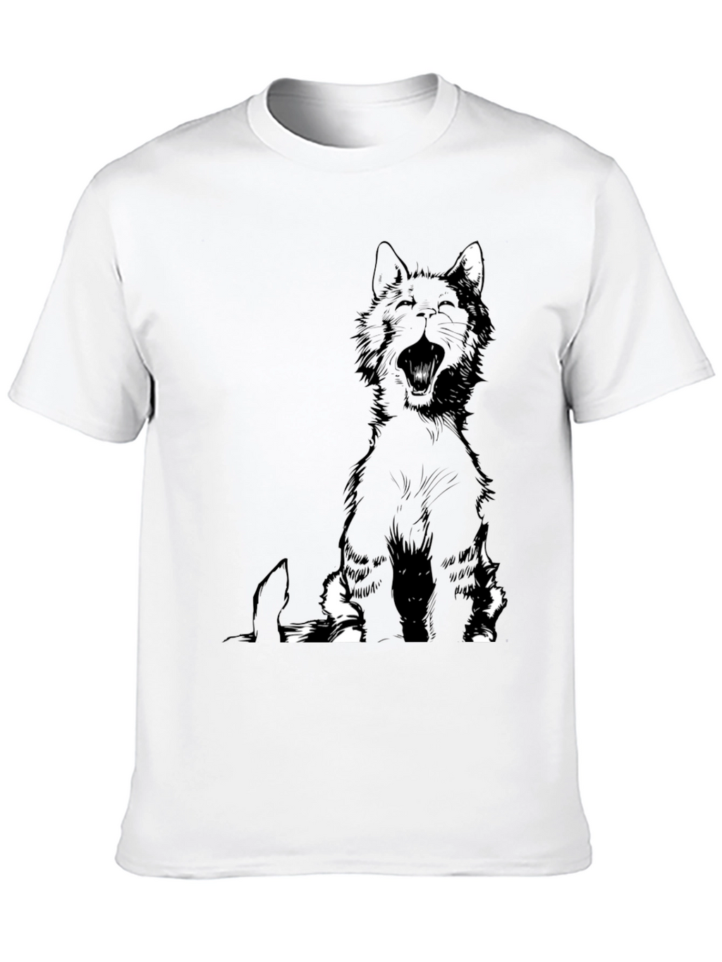 Black Cat Yawning Graphic Tee