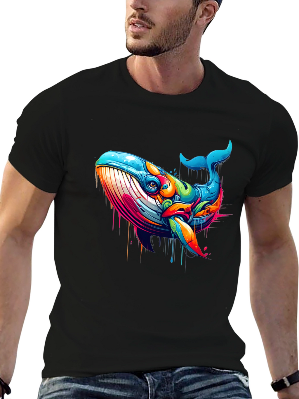 Vibrant Whale Graphic T-Shirt