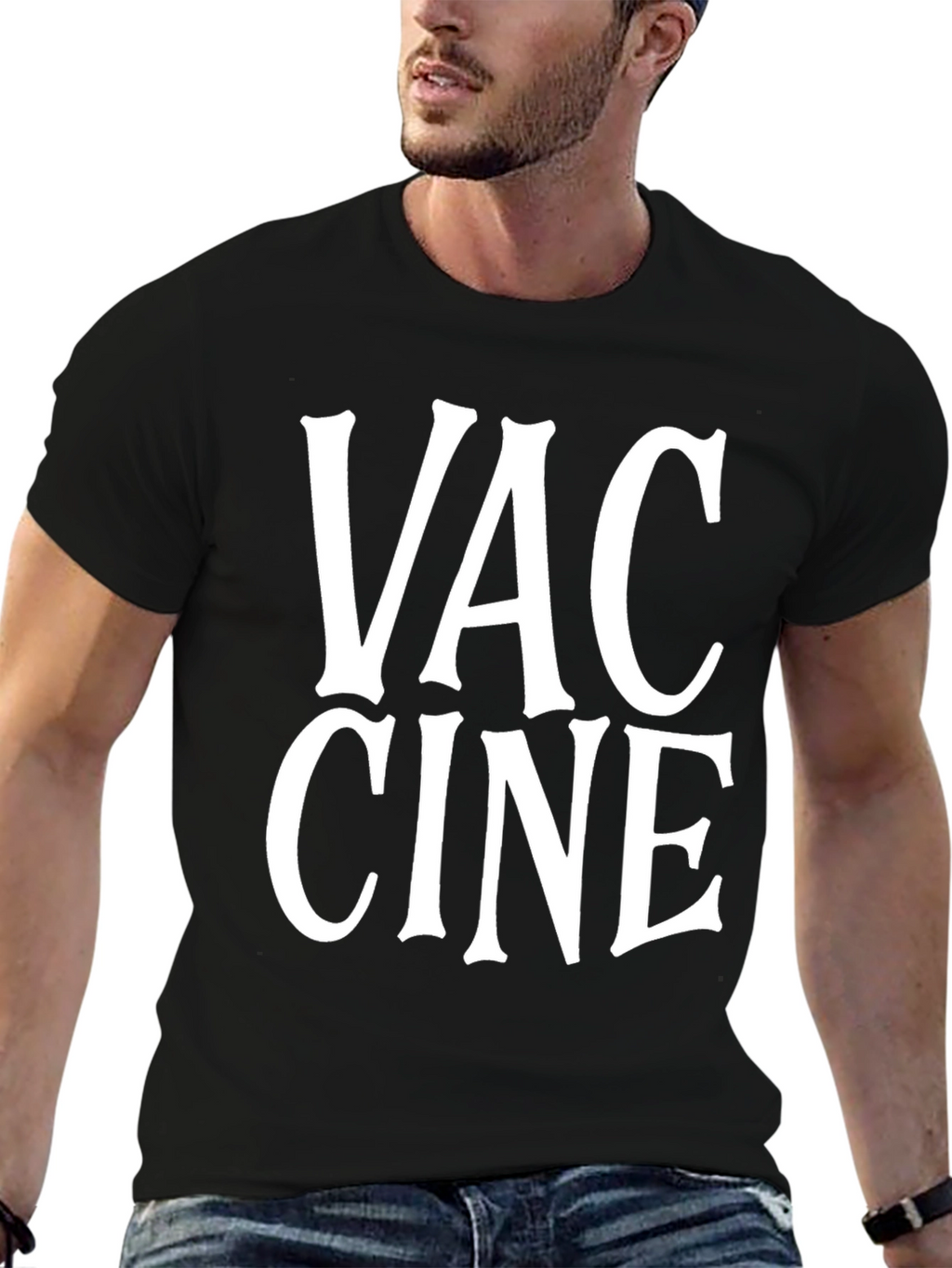 Vaccine Black Graphic Tee Shirt