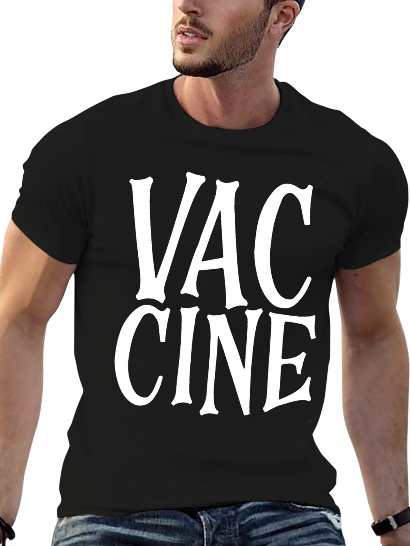 Vaccine Black Graphic Tee Shirt