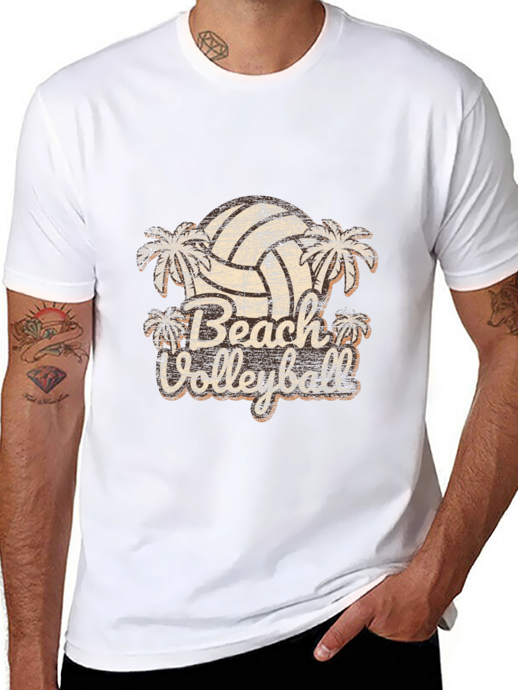 Retro Beach Volleyball Graphic T-Shirt