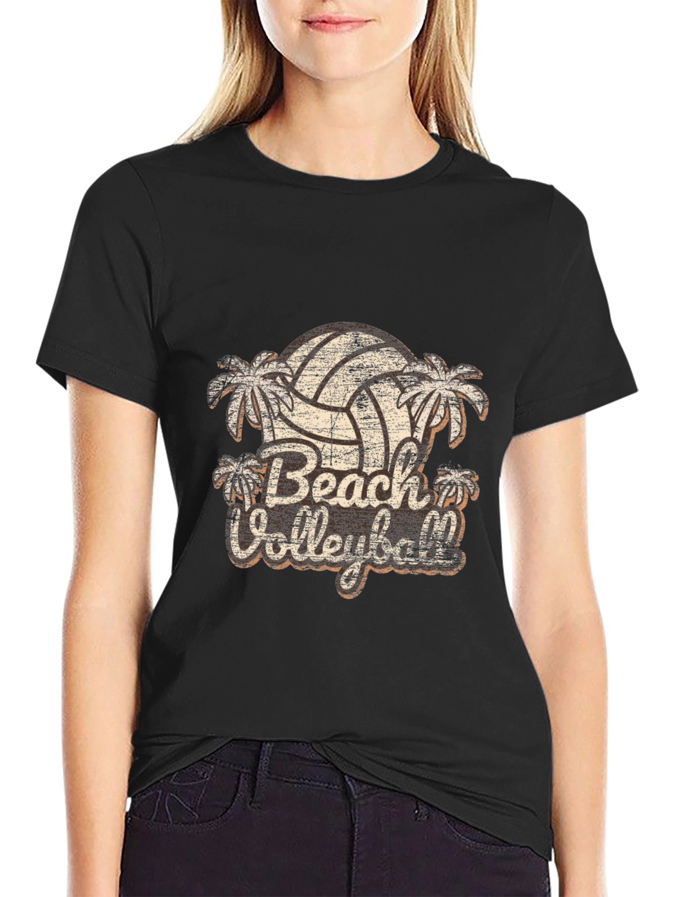Retro Beach Volleyball Graphic T-Shirt