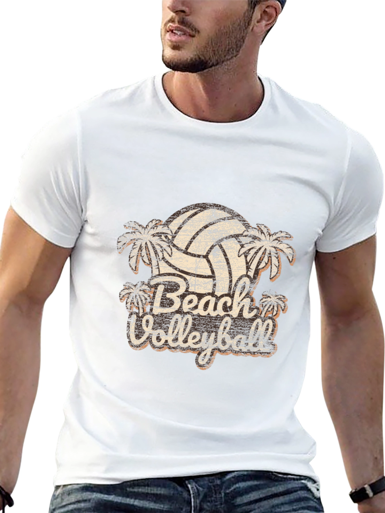 Retro Beach Volleyball Graphic T-Shirt
