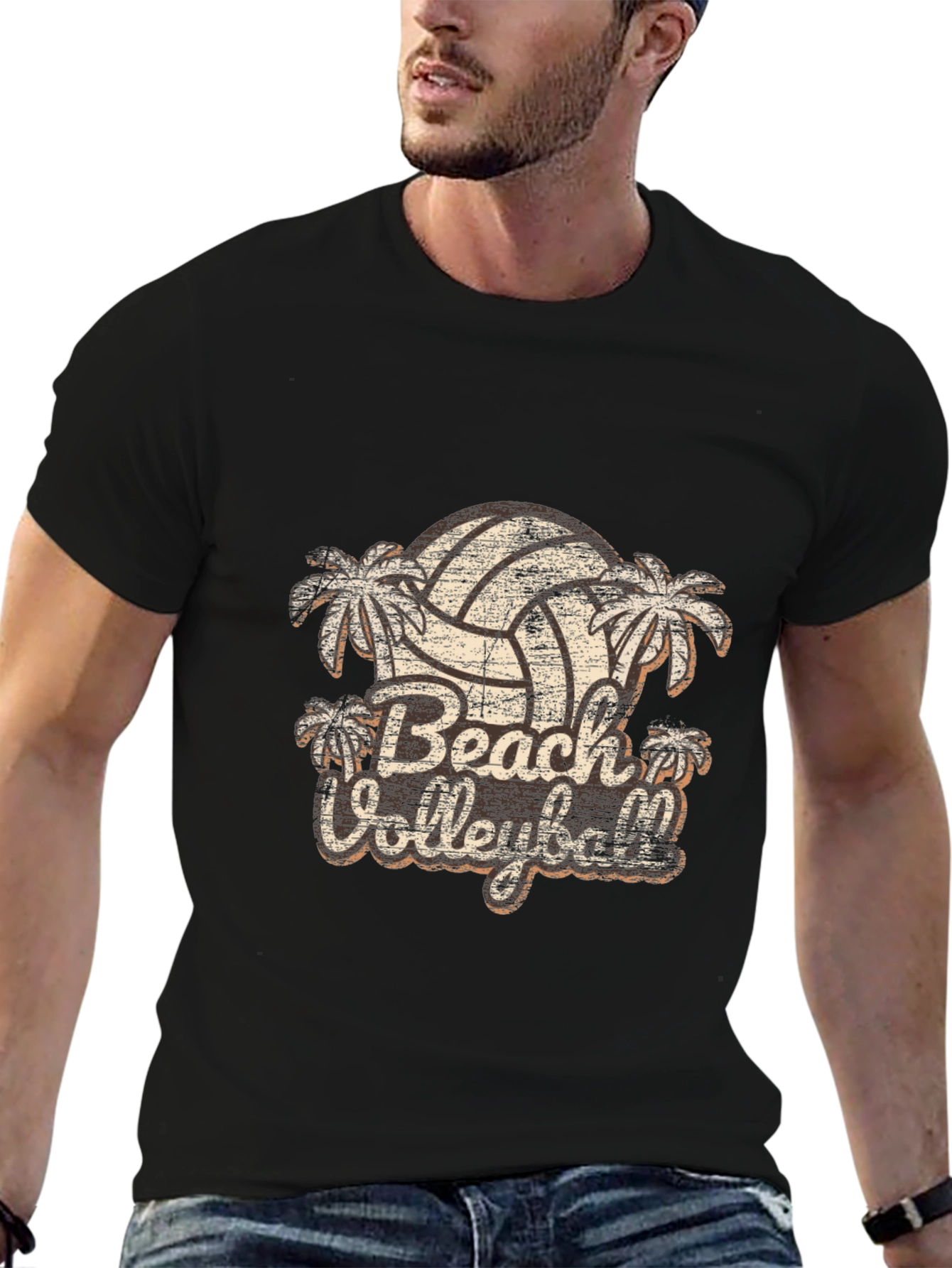 Retro Beach Volleyball Graphic T-Shirt