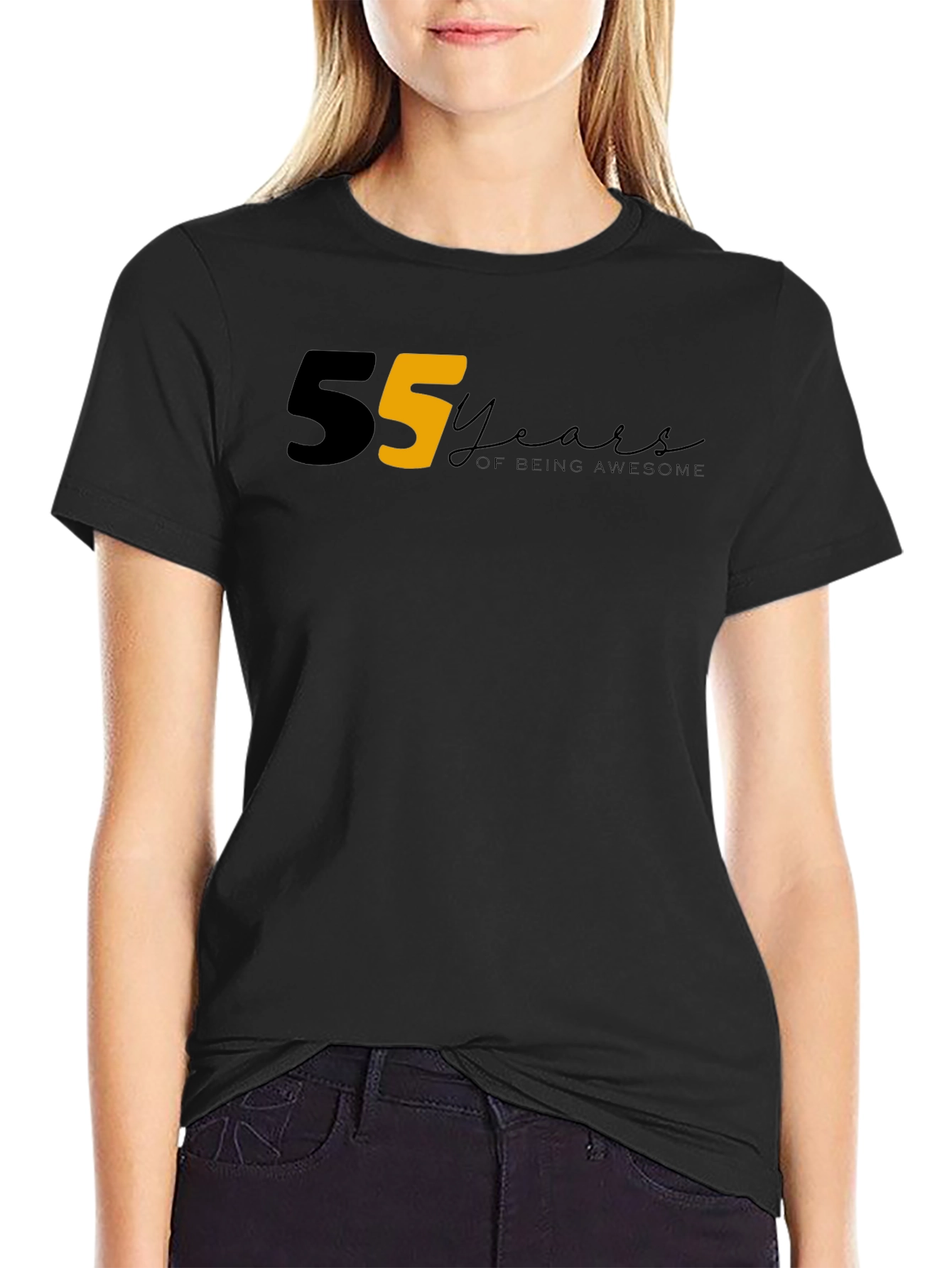 55 Years of Being Awesome Graphic Tee - Black