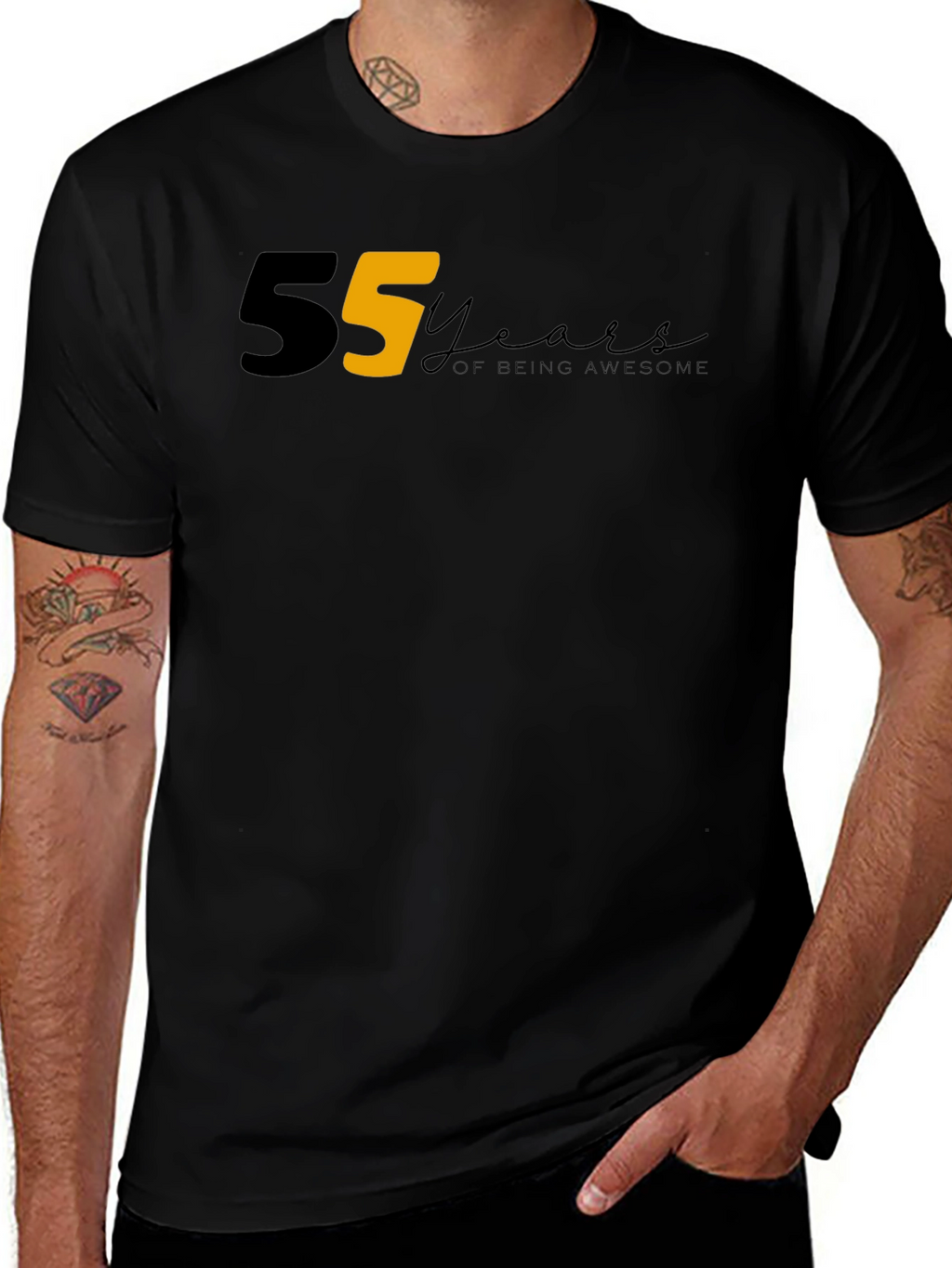 55 Years of Being Awesome Graphic Tee - Black