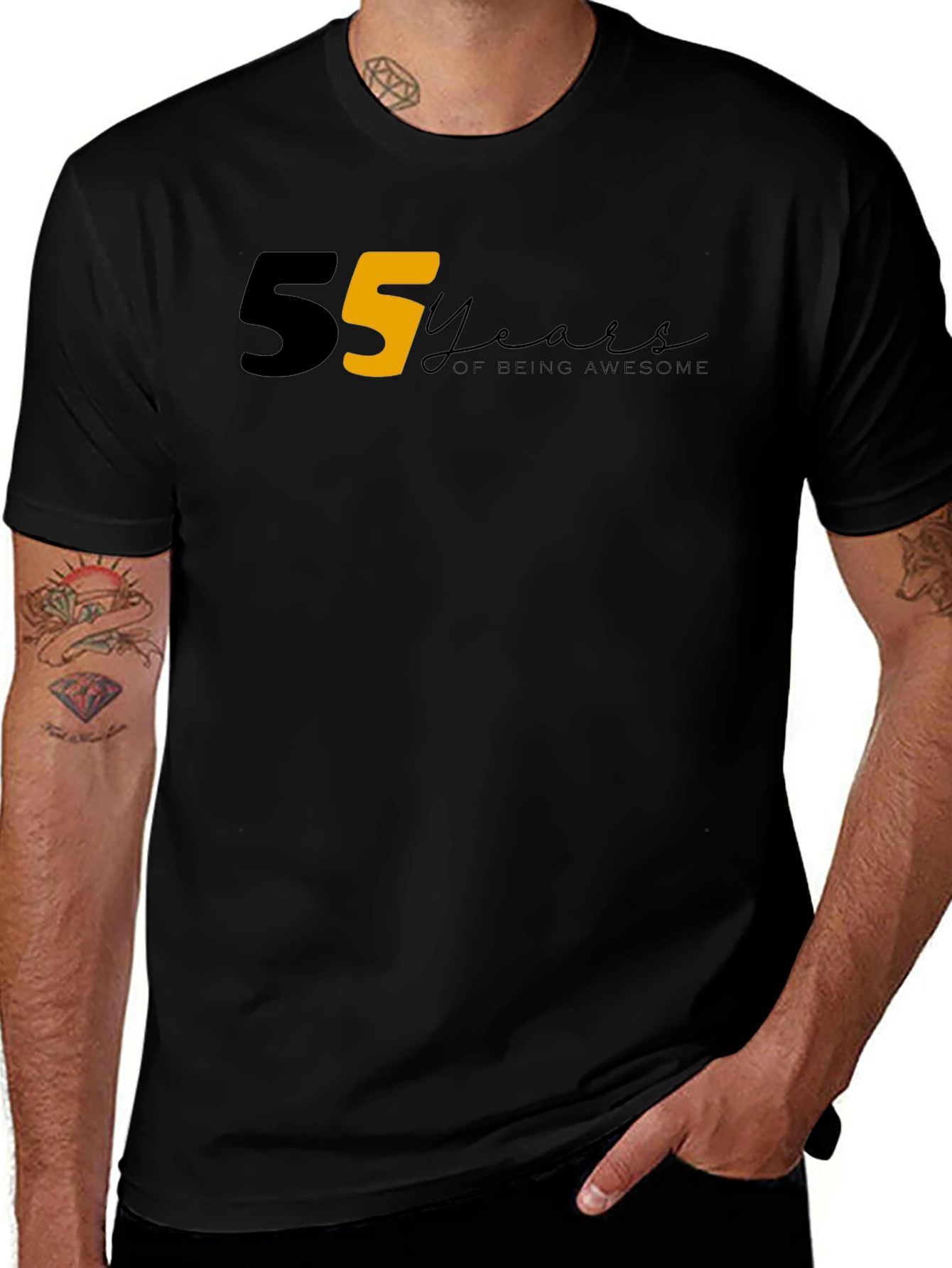 55 Years of Being Awesome Graphic Tee - Black