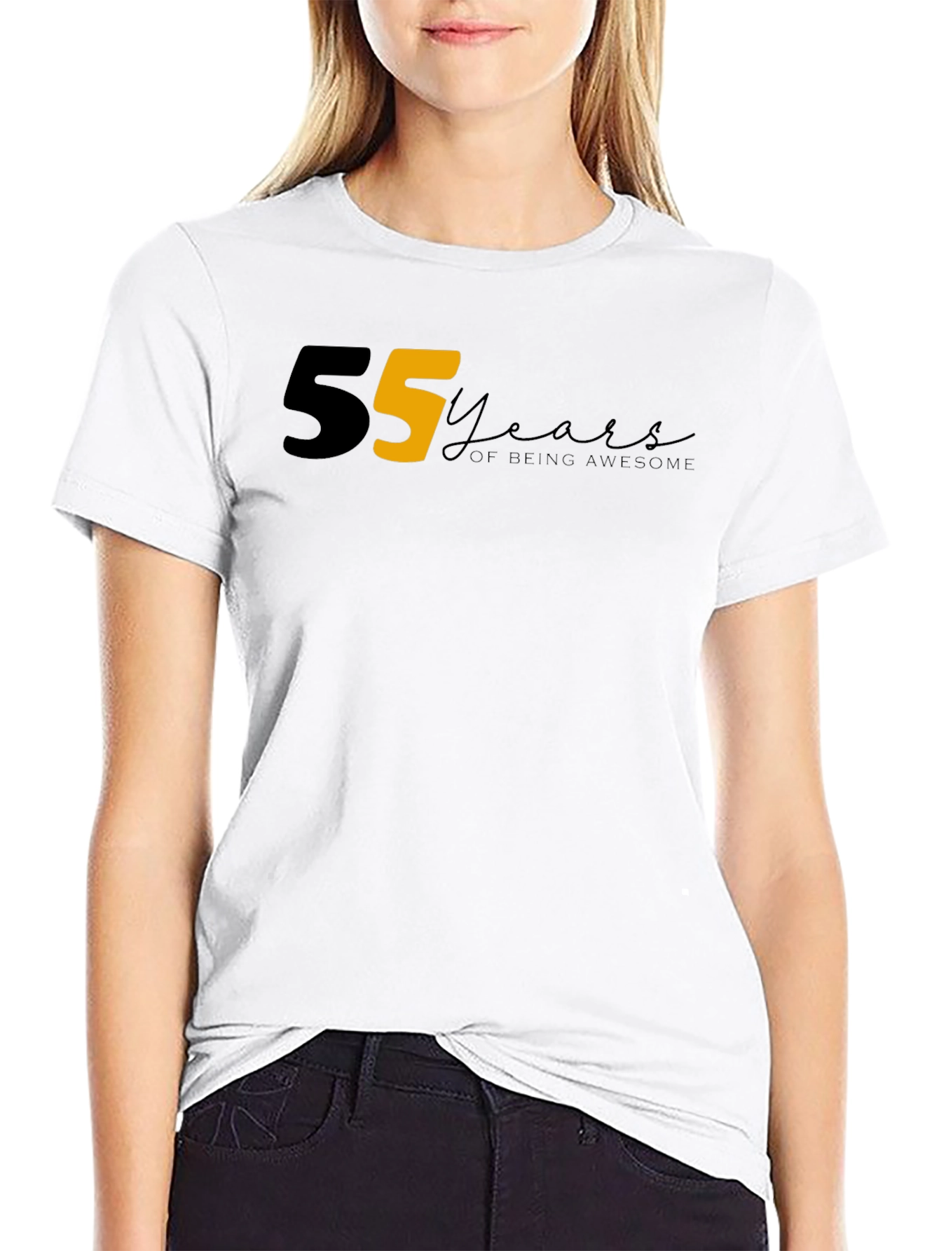 55 Years of Being Awesome Graphic Tee - Black