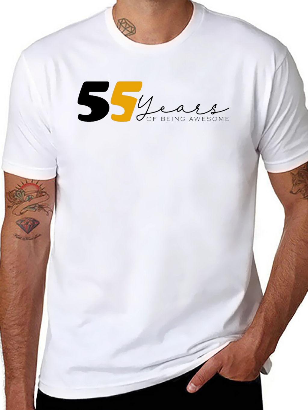55 Years of Being Awesome Graphic Tee - Black