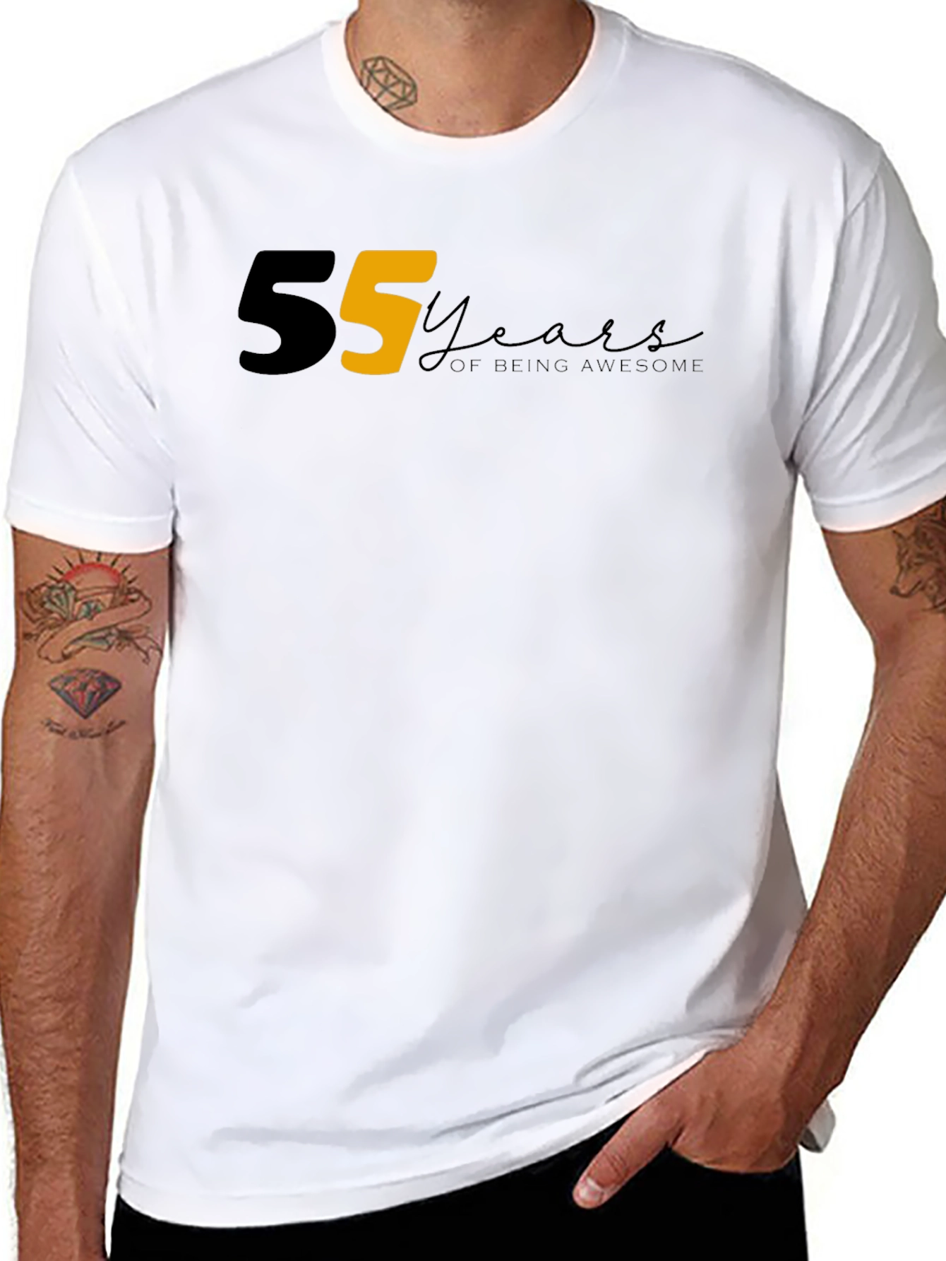 55 Years of Being Awesome Graphic Tee - Black