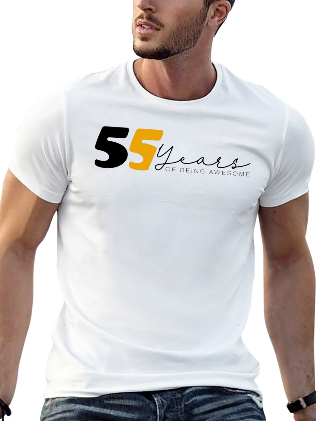 55 Years of Being Awesome Graphic Tee - Black