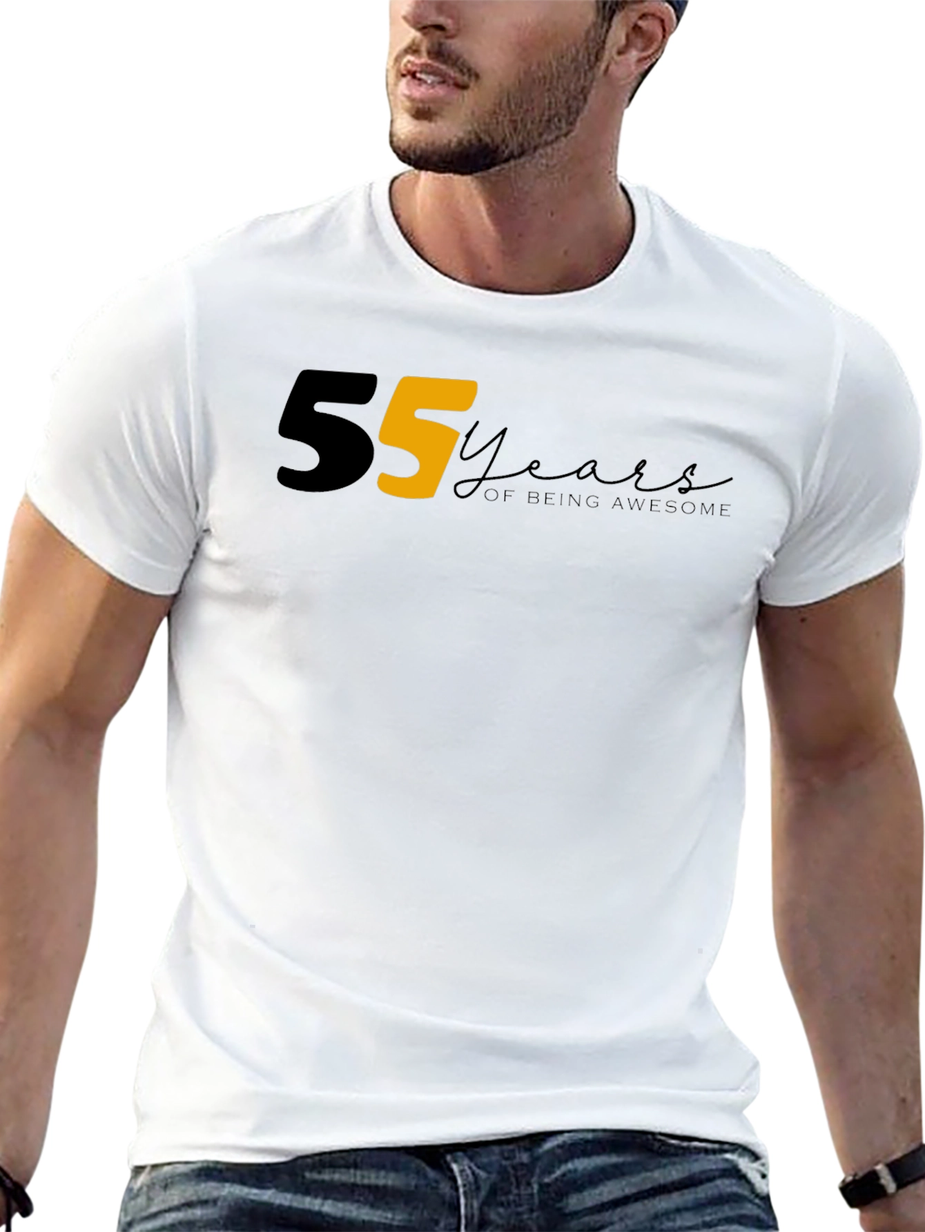 55 Years of Being Awesome Graphic Tee - Black