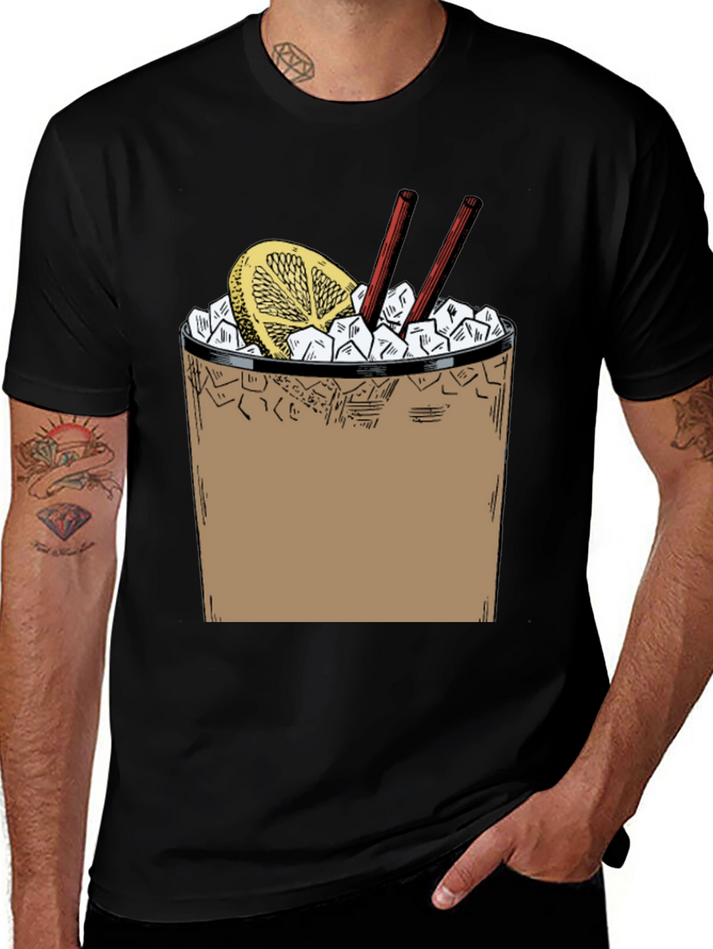 Cool Cocktail Graphic T-Shirt - Black