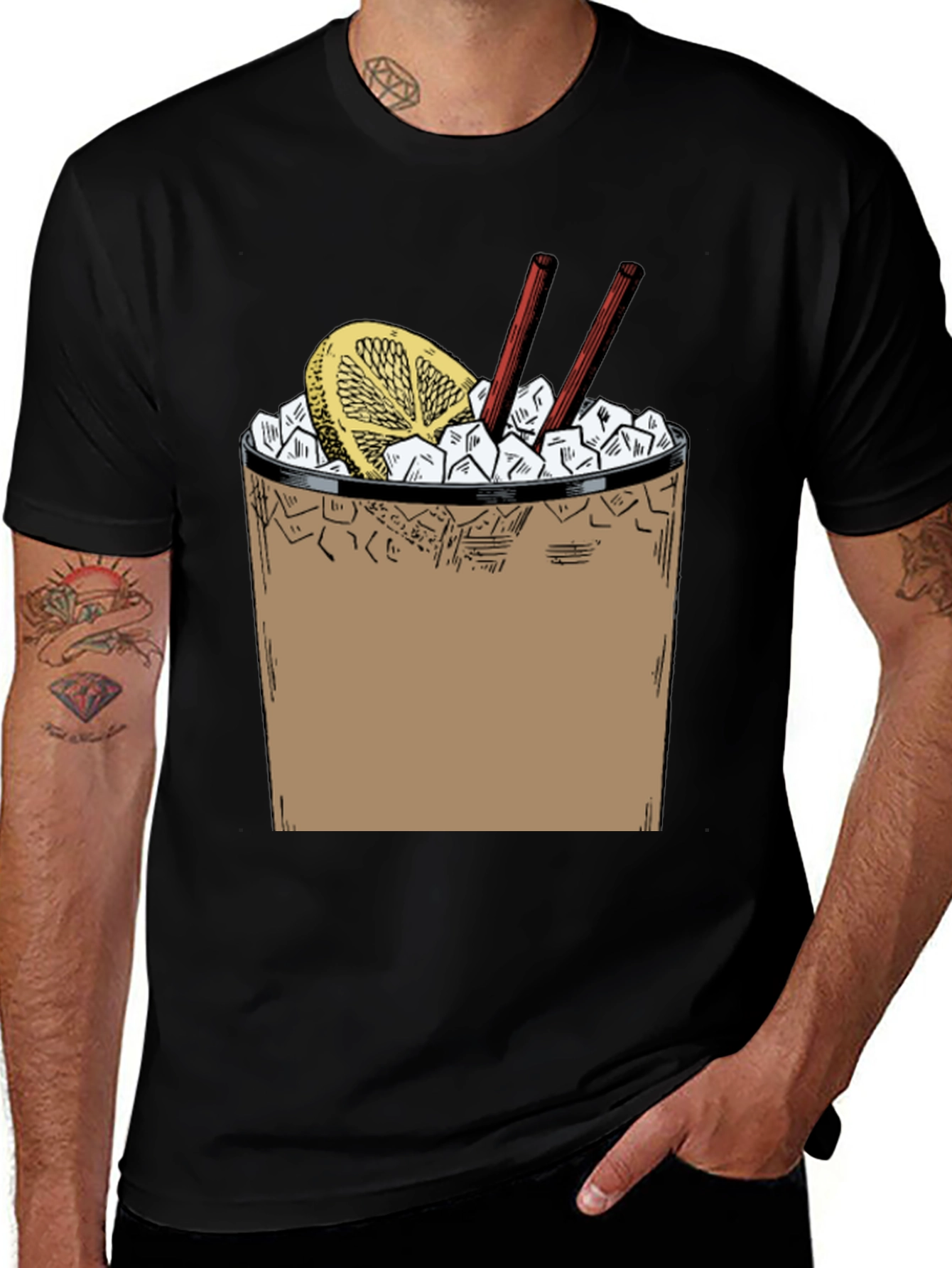 Cool Cocktail Graphic T-Shirt - Black
