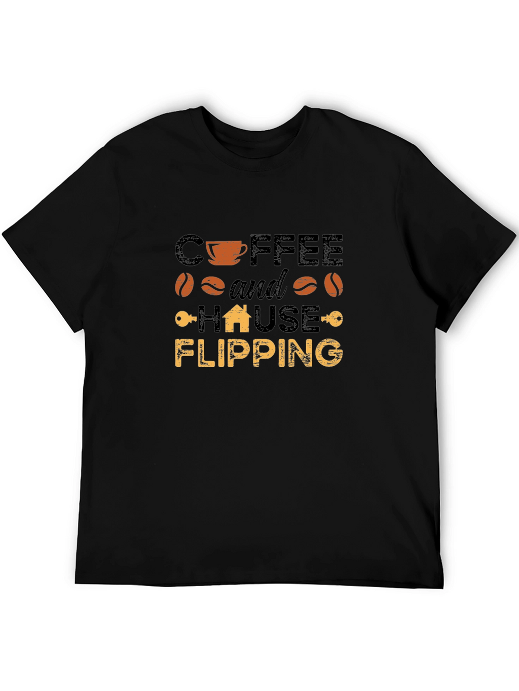 Coffee and House Flipping Black T-Shirt