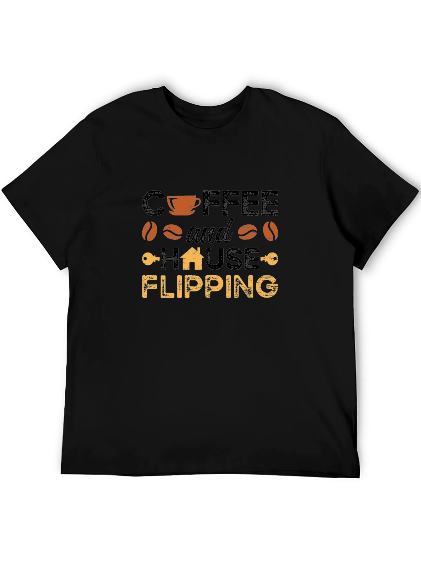 Coffee and House Flipping Black T-Shirt