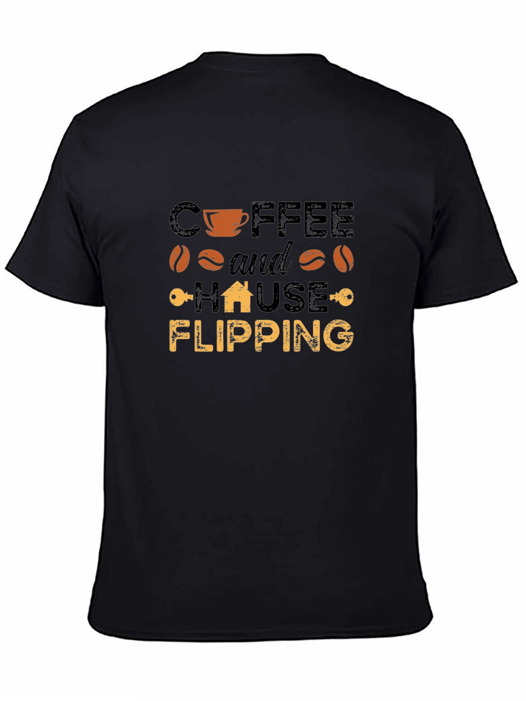 Coffee and House Flipping Black T-Shirt