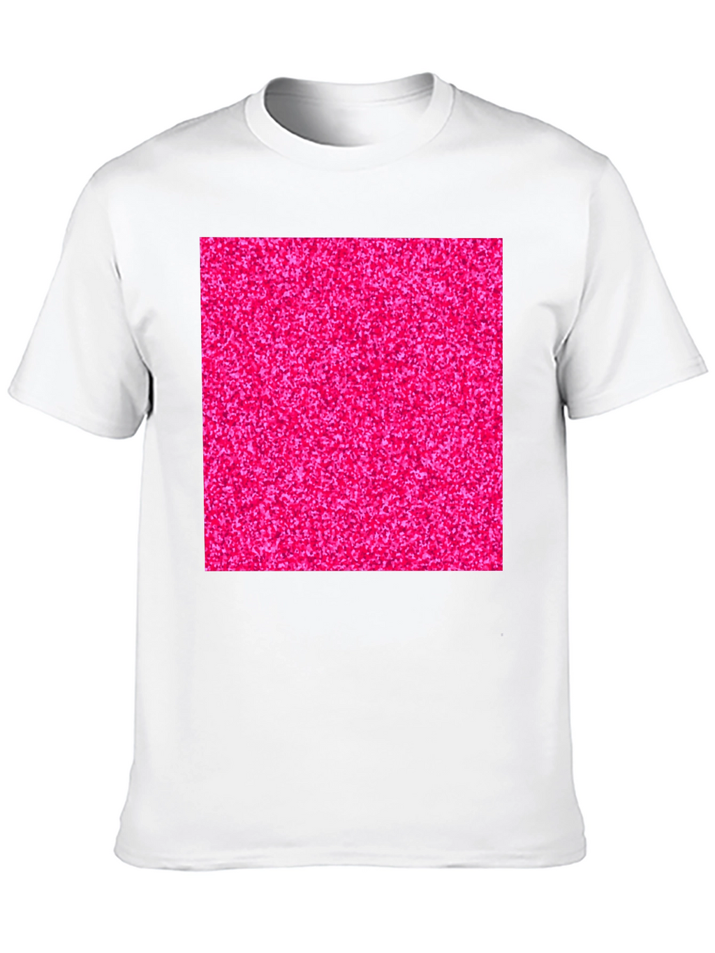 Bold Pink Glitter Graphic Black T-Shirt