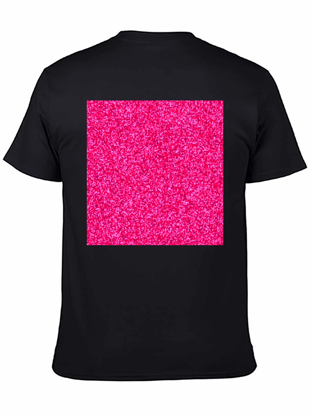 Bold Pink Glitter Graphic Black T-Shirt