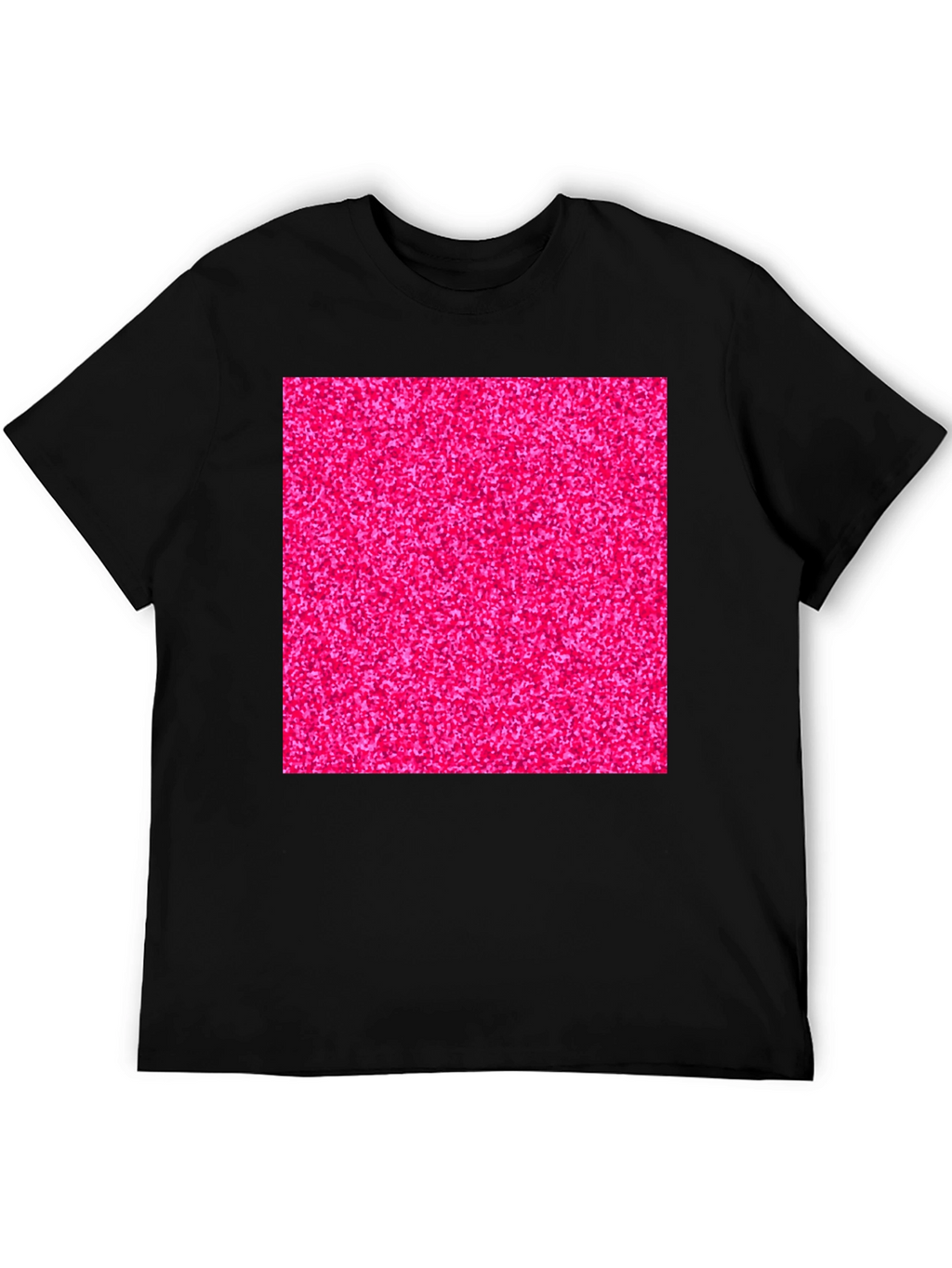 Bold Pink Glitter Graphic Black T-Shirt