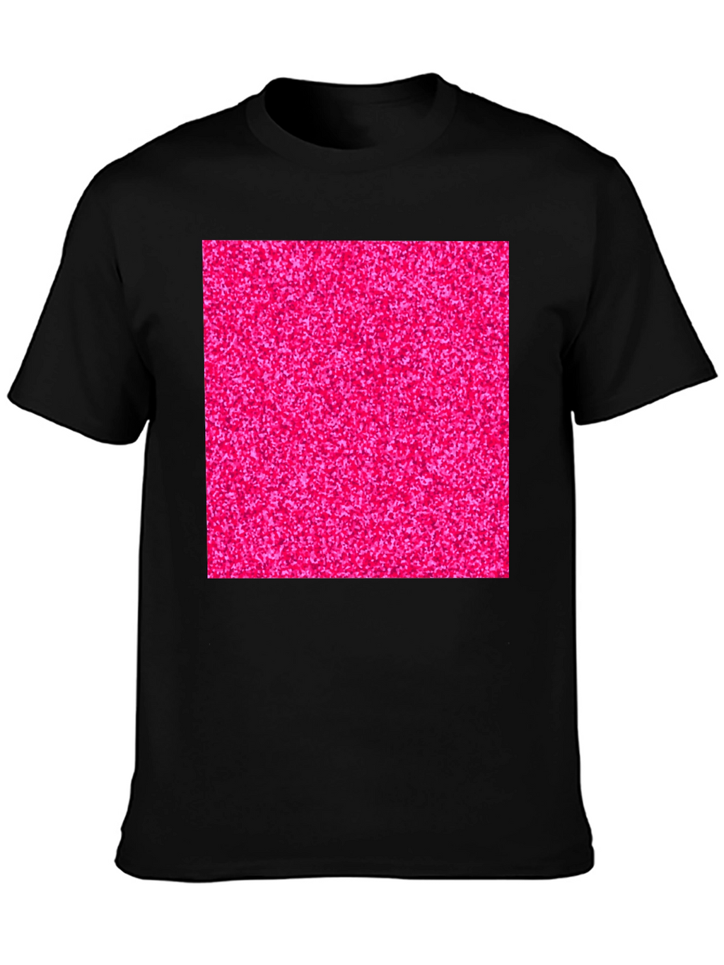 Bold Pink Glitter Graphic Black T-Shirt
