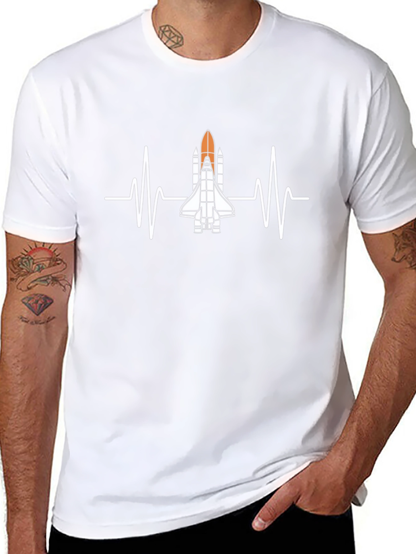 Rocket Heartbeat T-Shirt - Space Enthusiast Tee