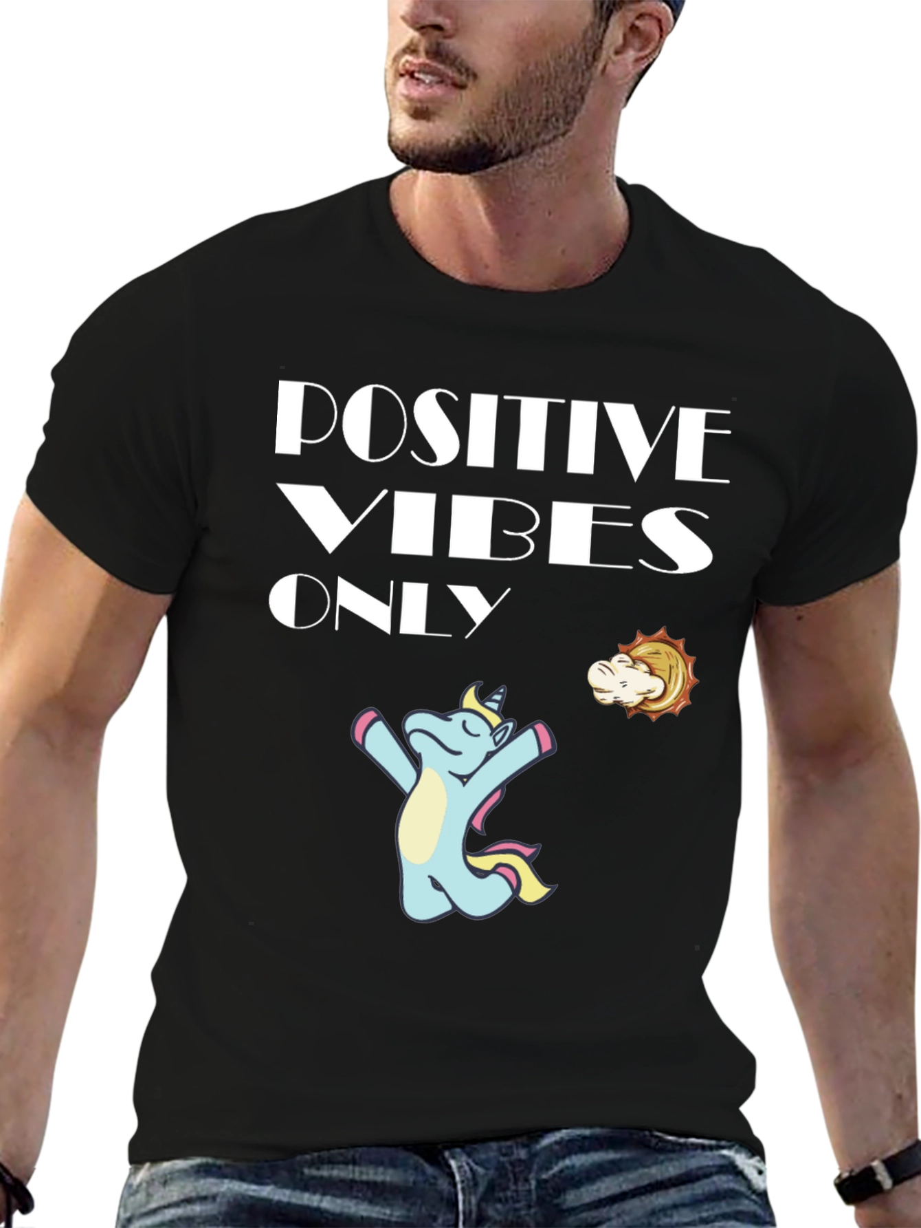 Positive Vibes Only Unicorn Graphic Tee
