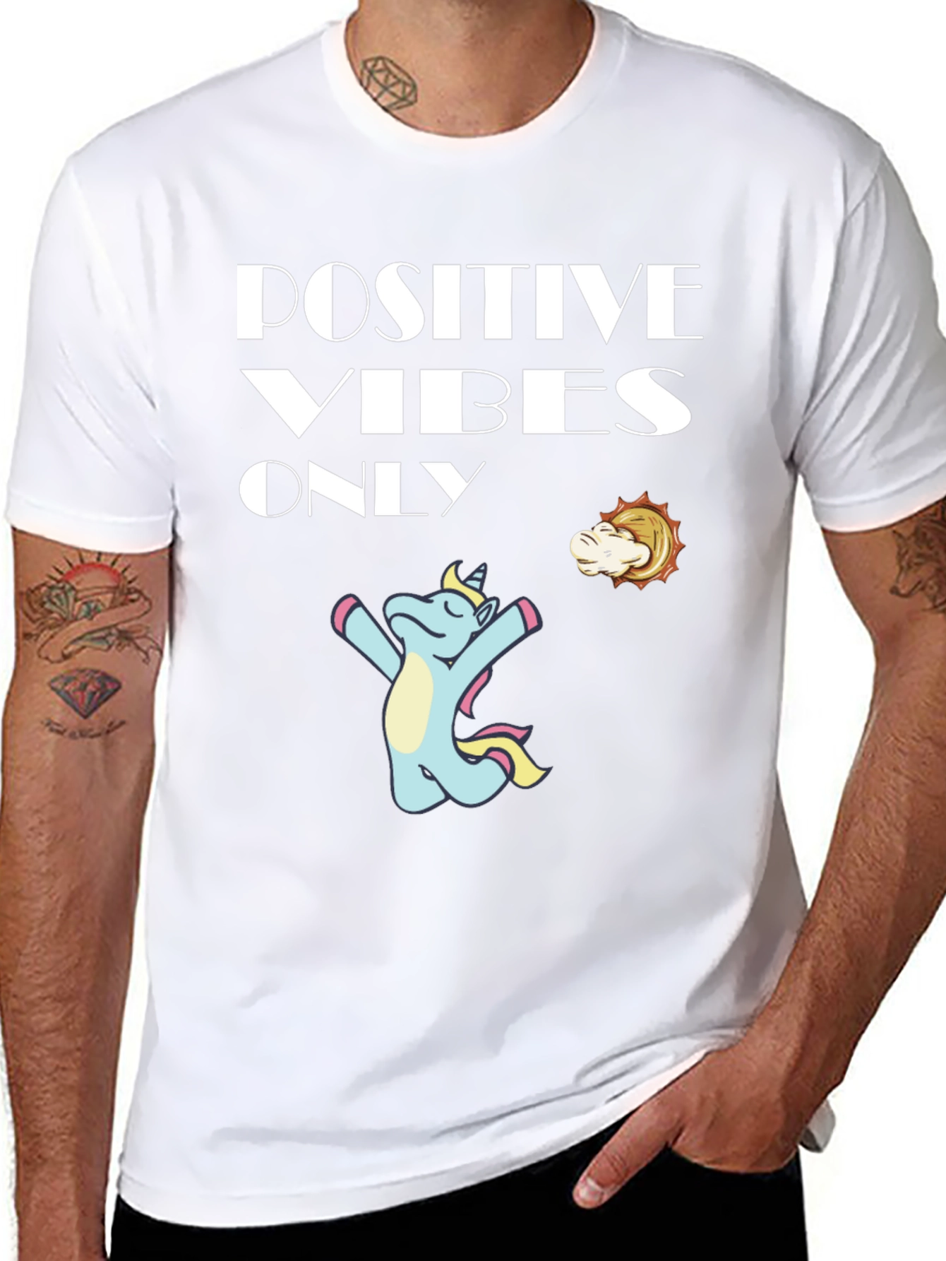 Positive Vibes Only Unicorn Graphic Tee