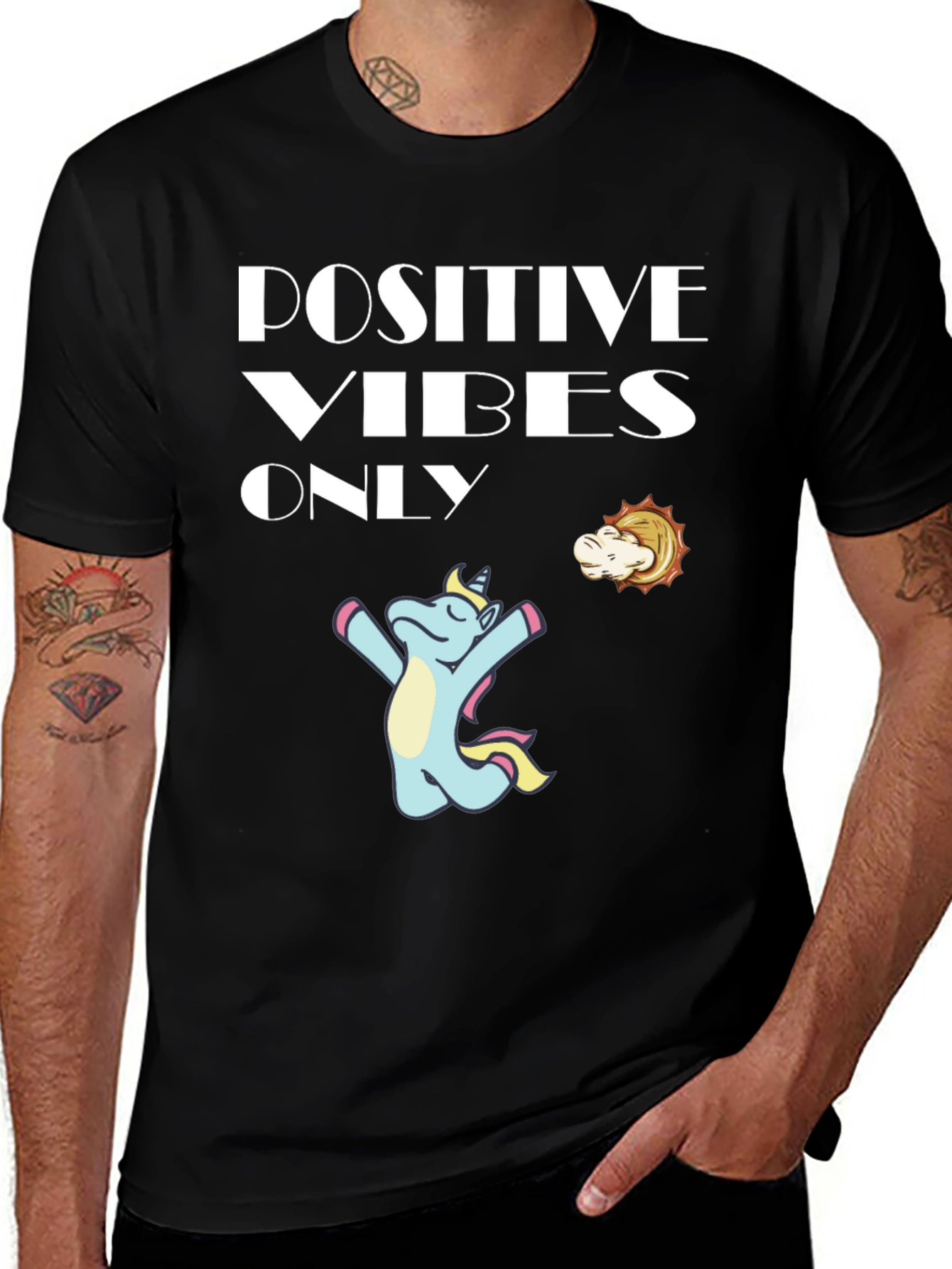 Positive Vibes Only Unicorn Graphic Tee
