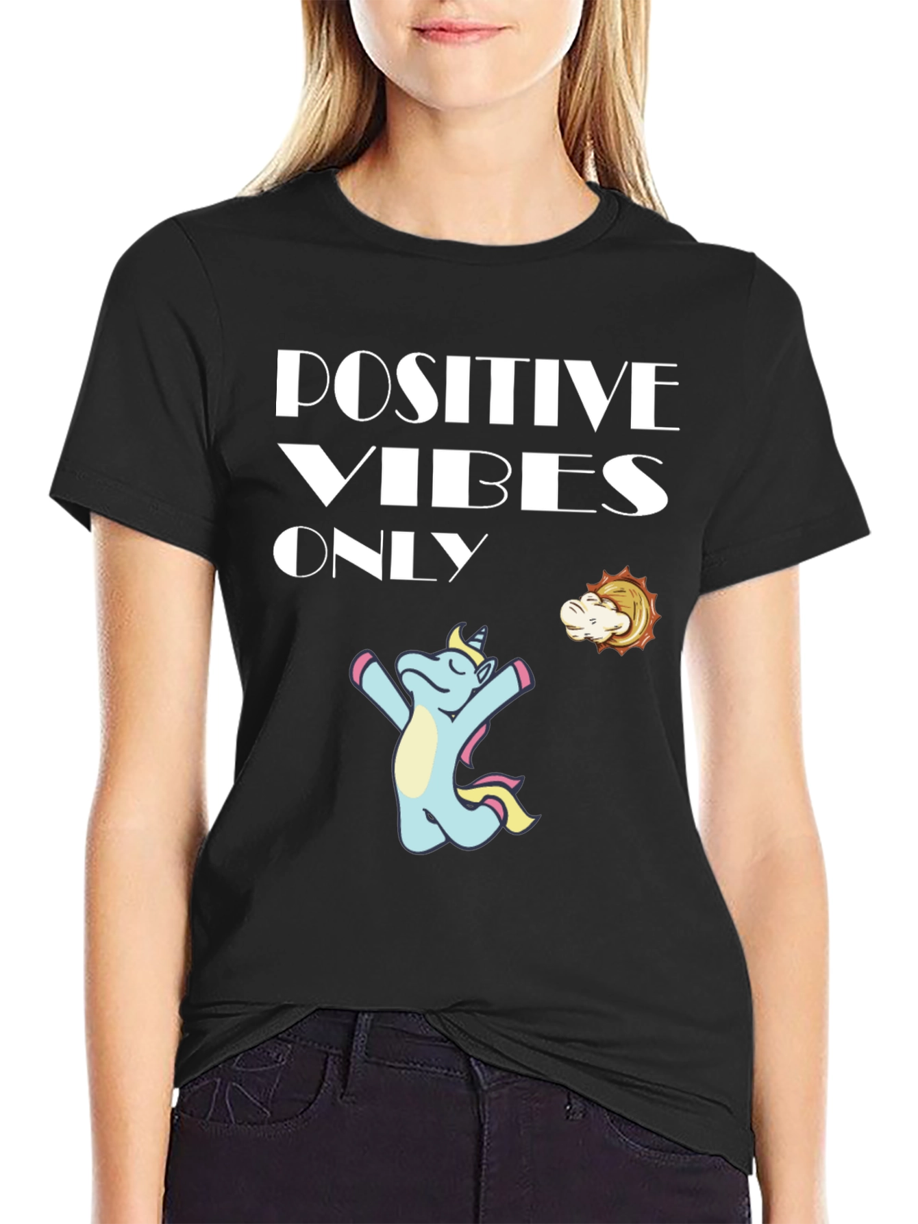 Positive Vibes Only Unicorn Graphic Tee