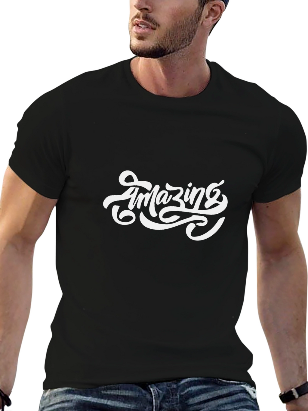 Amazing Graphic Tee - Black Cotton T-Shirt