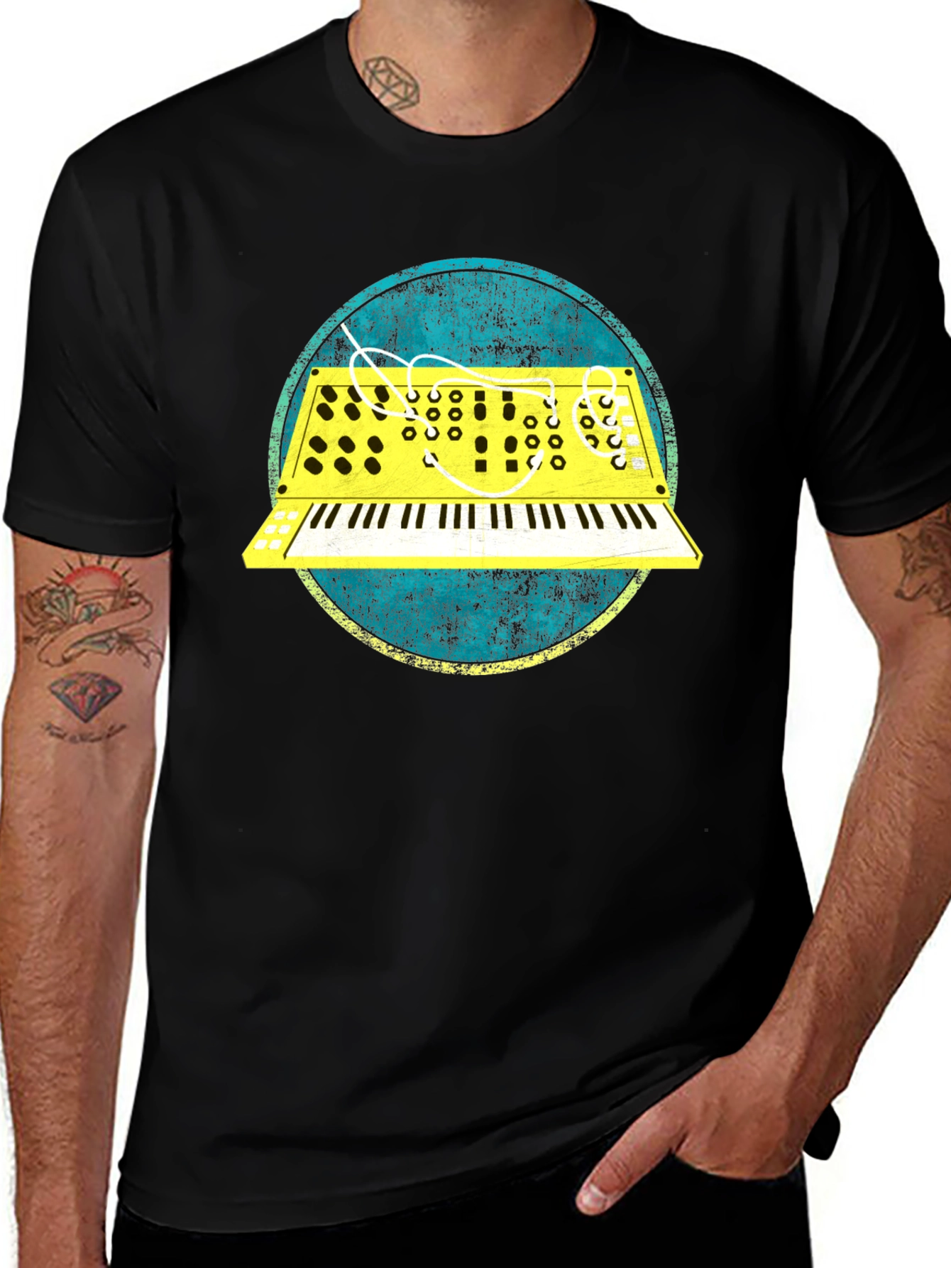 Retro Synth Graphic Tee - Vintage Keyboard T-Shirt