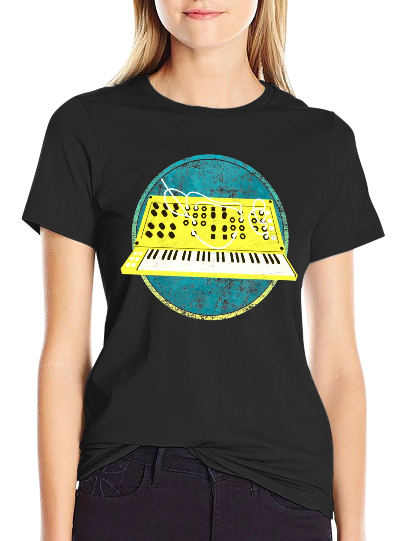 Retro Synth Graphic Tee - Vintage Keyboard T-Shirt