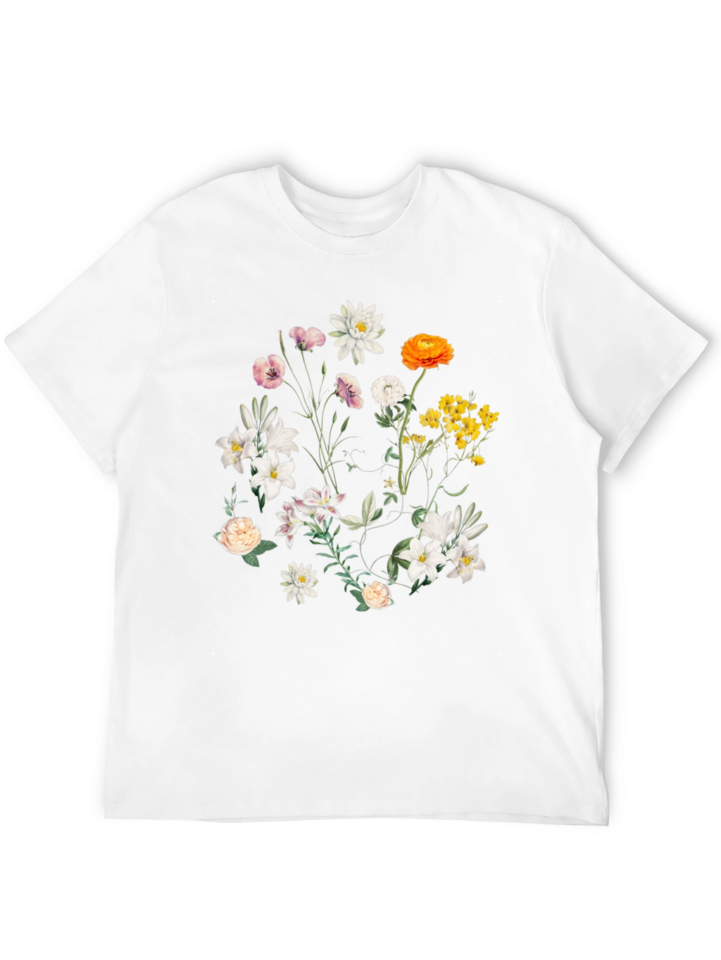 Floral Print T-Shirt - Botanical Black Tee