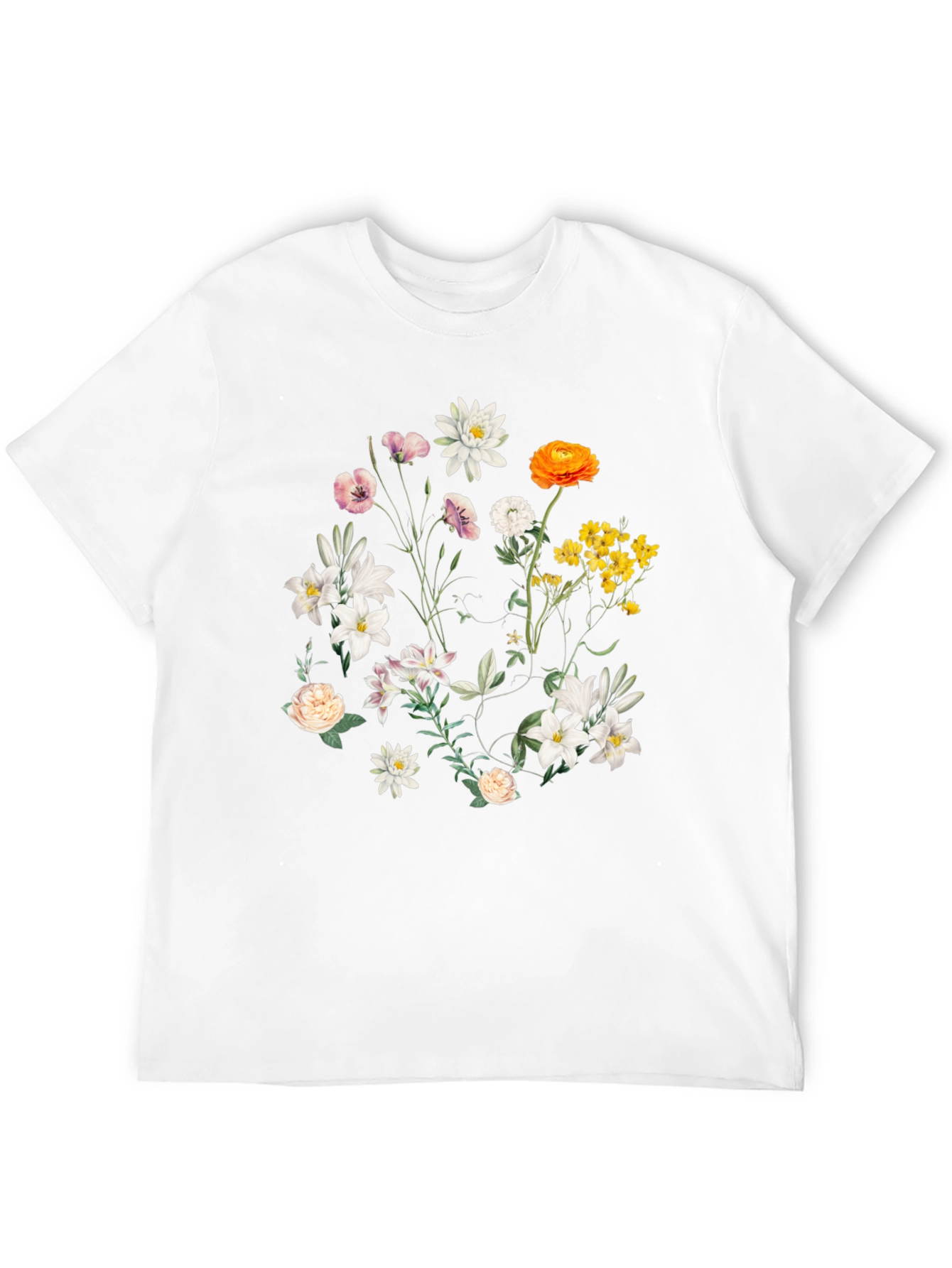 Floral Print T-Shirt - Botanical Black Tee