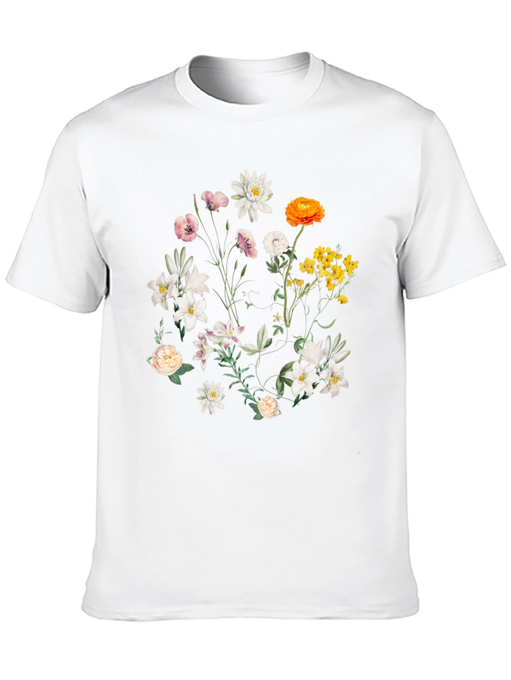 Floral Print T-Shirt - Botanical Black Tee