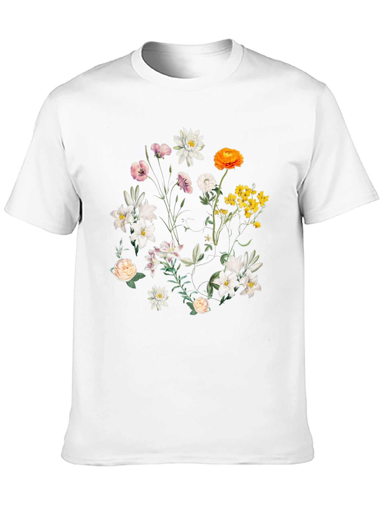 Floral Print T-Shirt - Botanical Black Tee