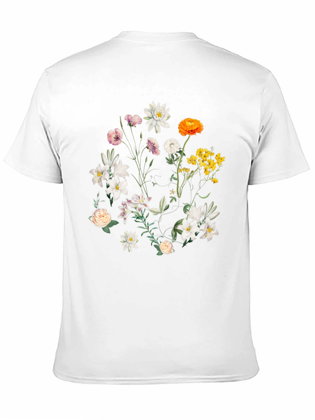 Floral Print T-Shirt - Botanical Black Tee